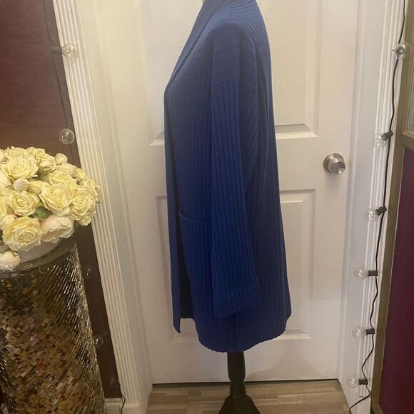 Valerie Louthan 100% pure cashmere rich blue open front cardigan, S-L - Picture 8 of 10
